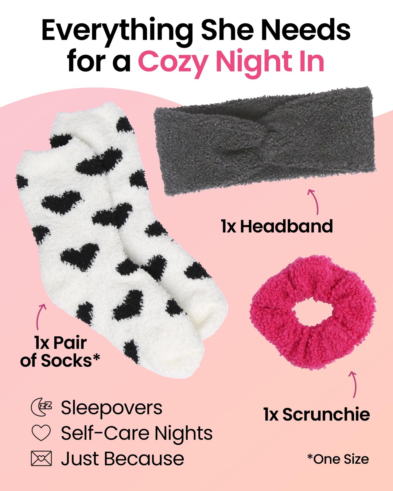Lily England Cozy Gift for Women & Teen Girls – Standard Adult Size, Black