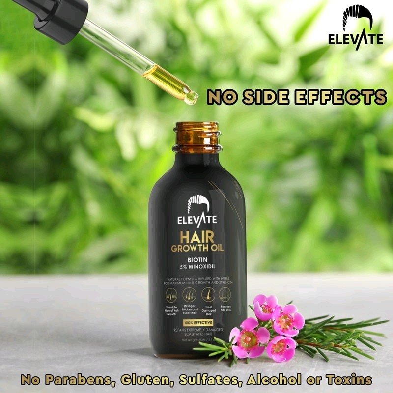 2-Pack, Elevate Hair Growth Oil Biotin 5% Minoxidil 1oz Scalp & Hair Repair, New