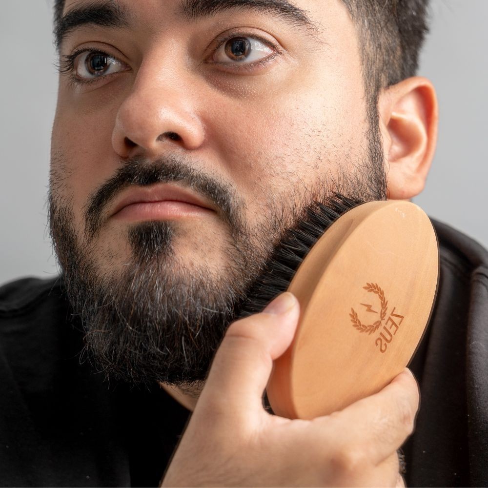 Zeus Oval Military Beard Brush with Bag, 100% Soft Boar Bristle, Germany Q92