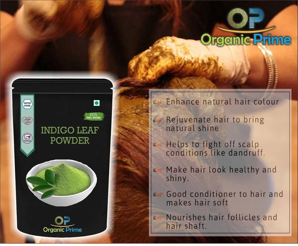 Organic Prime 100% Pure Indigo Powder for Hair Dye | Natural Black Color