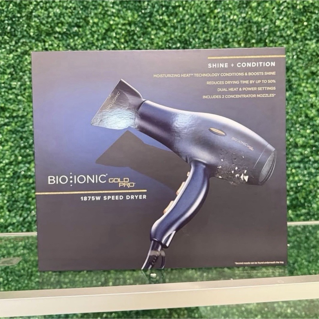 Bio Ionic GoldPro 1875W Speed Dryer Ionic Hair Dryer w/ Concentrator, Black