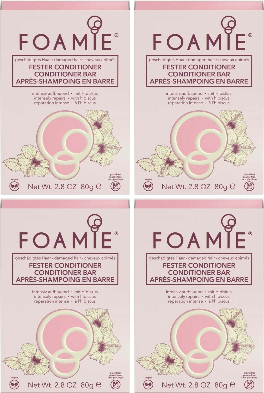 Foamie Hibiscuss Conditioner Bar Solid damaged hair Made in Germany 2.8 oz 4 PK