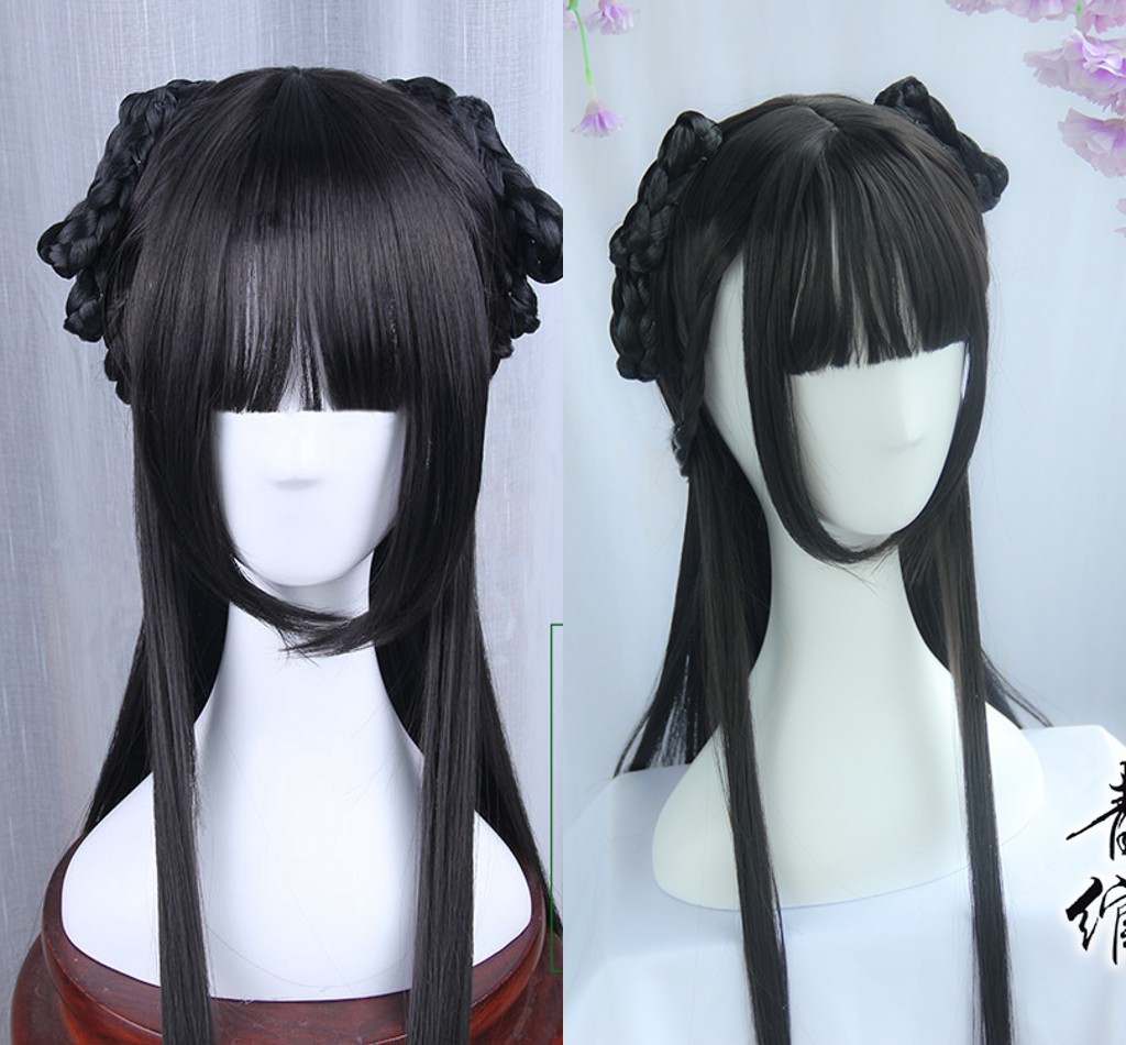 Chinese Traditional Hairpiece Hanfu Prop Ancient Custom Whole Hair Wig Archaic