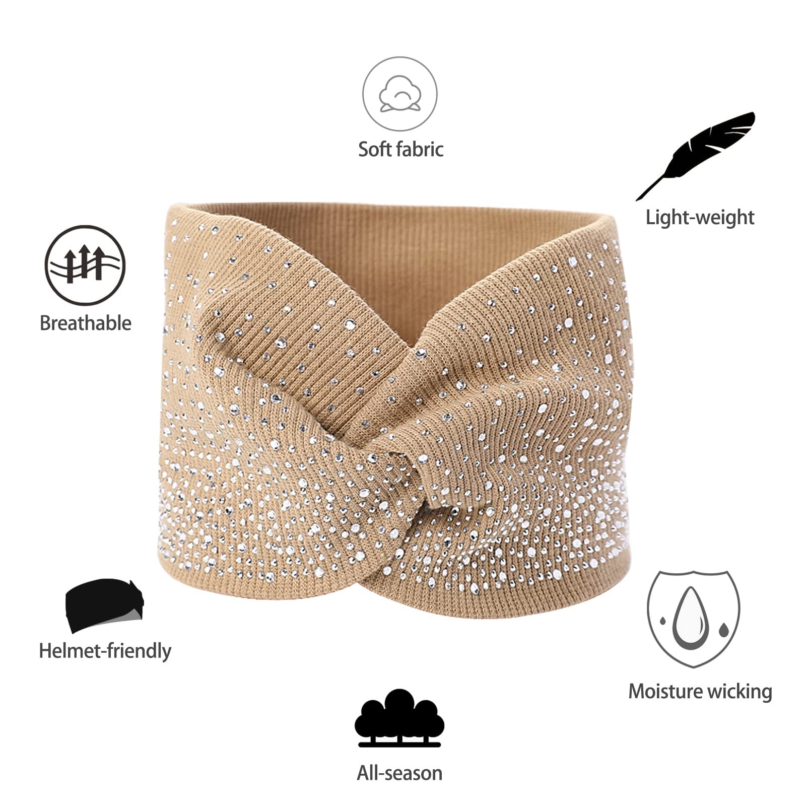 Sparkly Crystal Bling Fancy 1 Count (Pack of 3), White & Khaki & Black