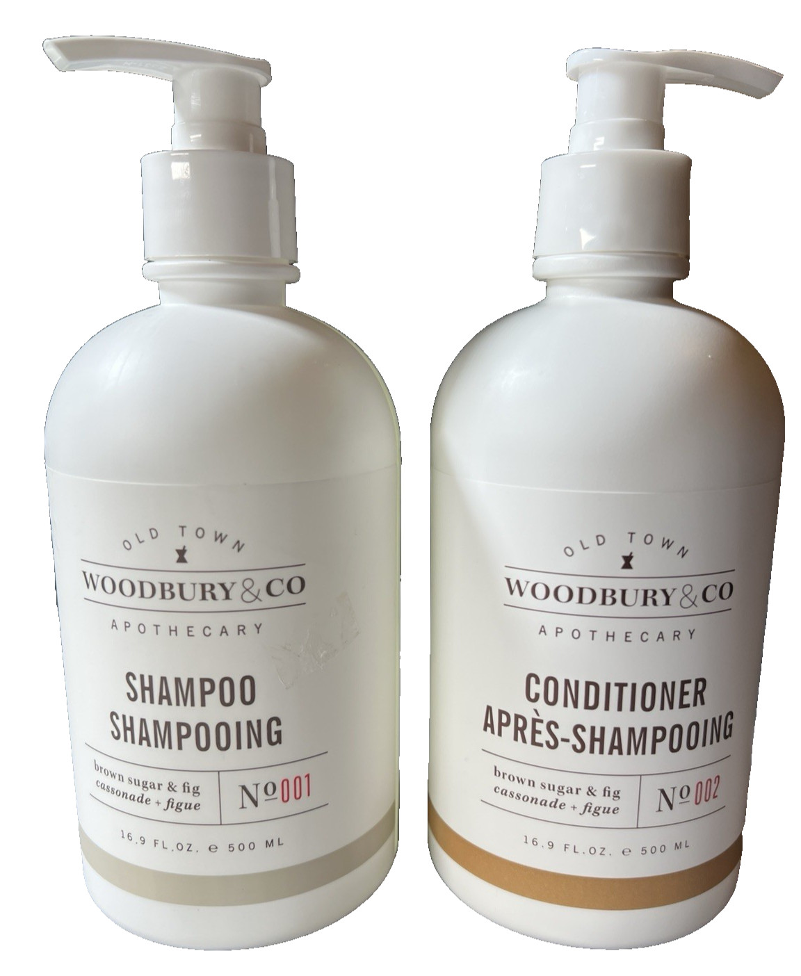 2 Bottles Woodbury & Co. SHAMPOO & CONDITIONER Set 16.9oz Brown Sugar & Fig