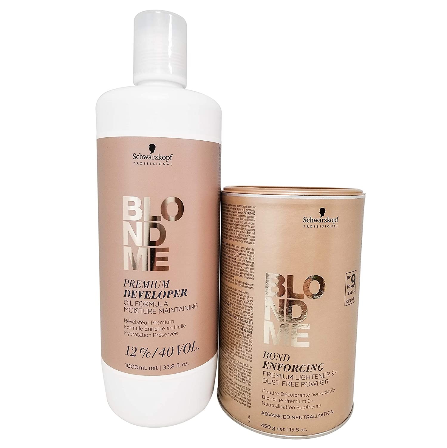 Schwarzkopf DUO Blond Me Premium Lift 9 Bleach and 12% Developer 33.8 oz SET