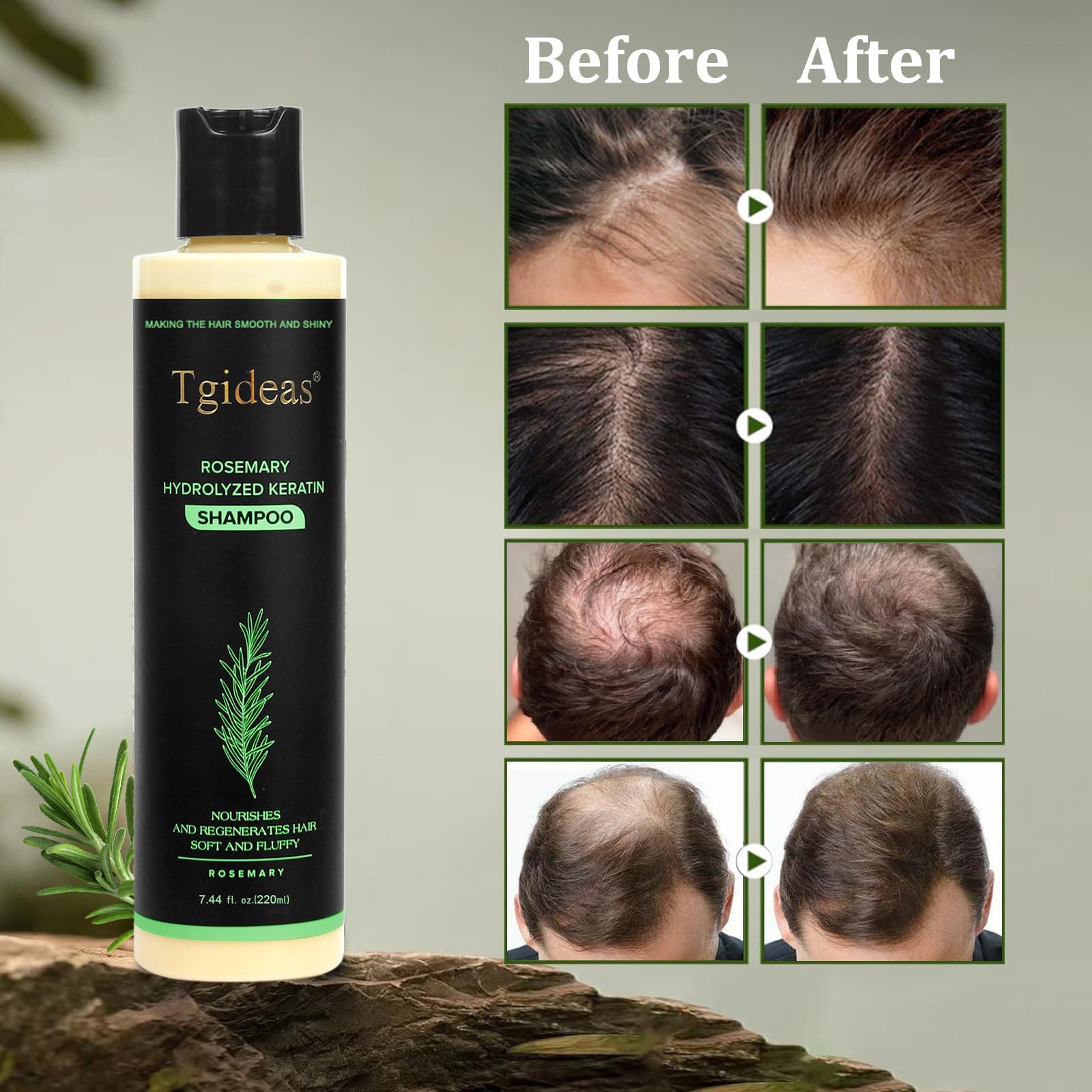 Tgideas Rosemary Biotin Volumizing Shampoo for 7.4 Fl Oz (Pack of 1), Yellow