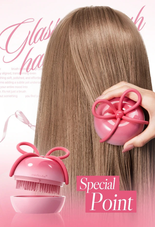 Medicube x FOREVER:CHERRY Hair Brush Ribbon Cherry Pink & Red & Vioret Pink New