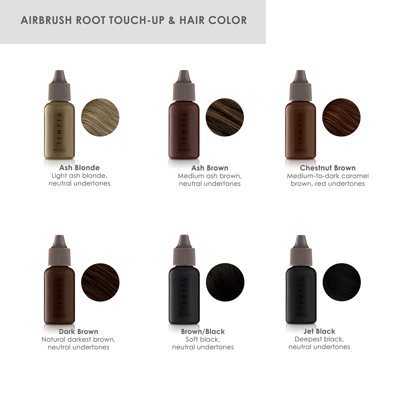 Temptu Airbrush Root-touch Up & Hair Color 0.5 Fl Oz