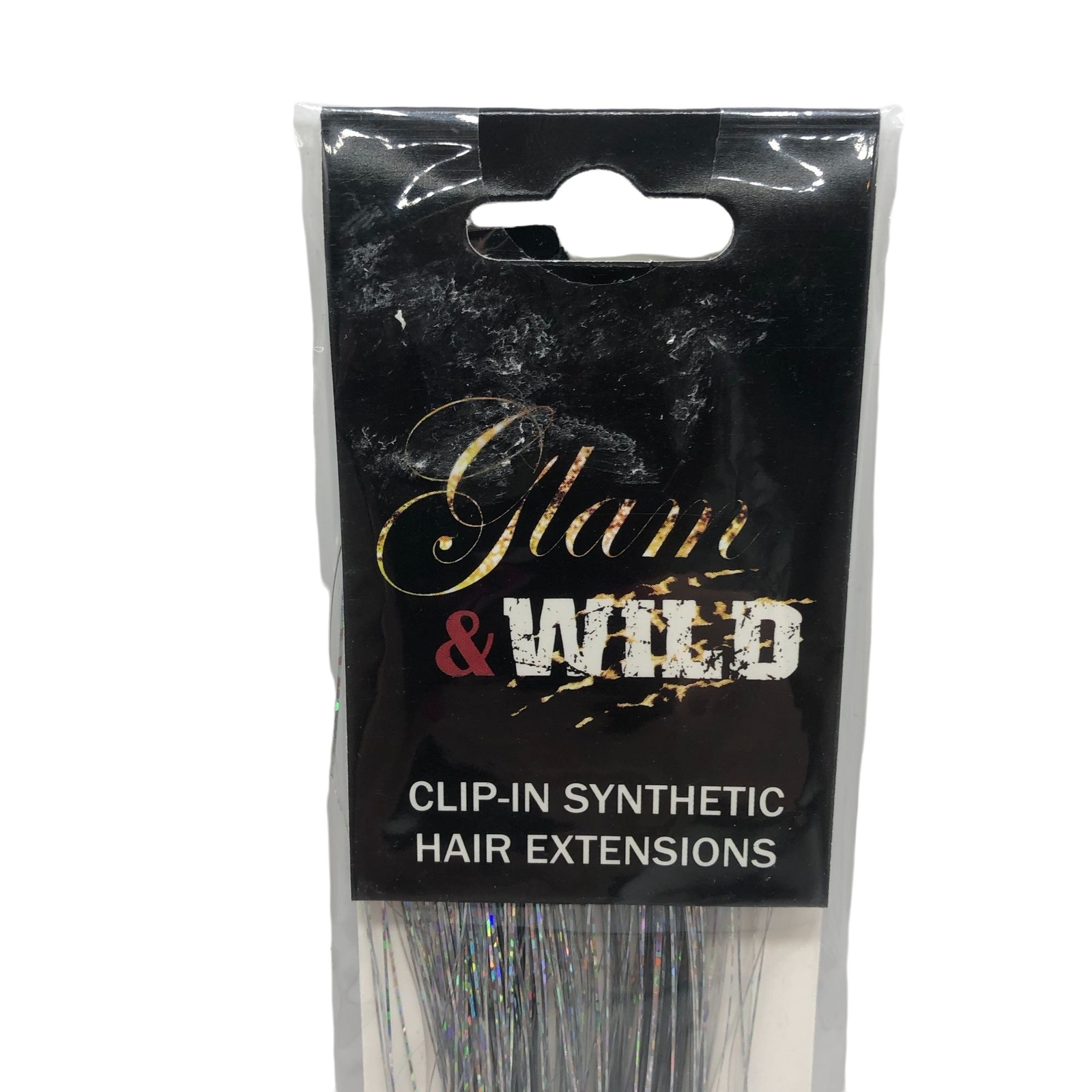Glam & Wild Clip-in Synthetic Hair Extension 13″ Party Silver Tinsel