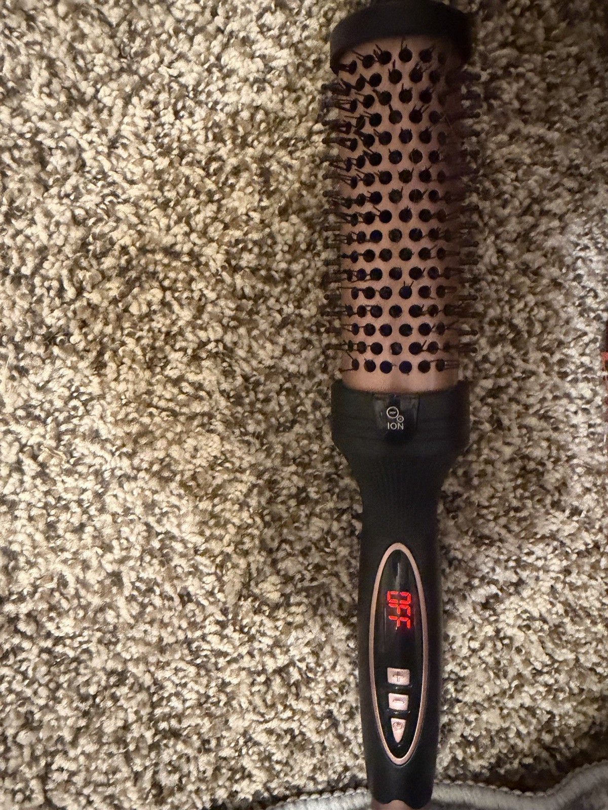 Hot Air Brush 1 1/2in Ceramic 350°F Digital Display MG-9698 Black/Rose