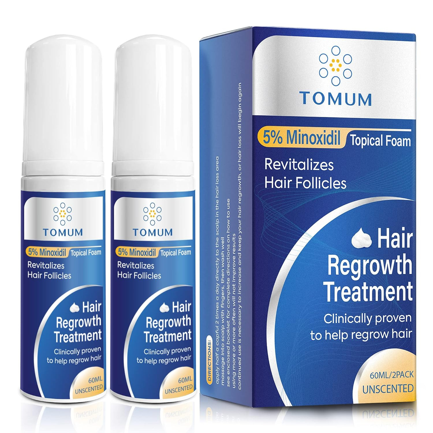 5% Minoxidil Foam for Men and Women: Hair Regrowth, Fast-Absorbing Lightweight M
