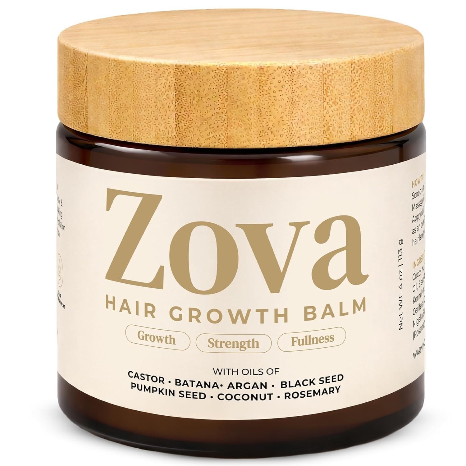 Zova Hair Growth Balm – Batana,Castor,Argan & Rosemary Oil Blend for Thicker 4oz