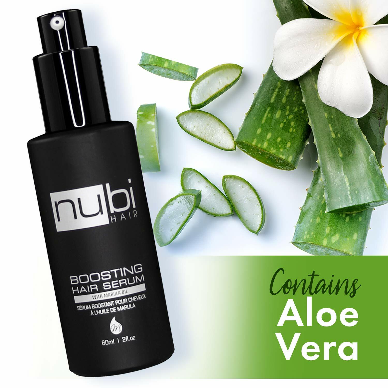 Nubi Boosting Hair Serum Marula Oil with Vitamin E and Aloe Vera 60 ML Pack of 3