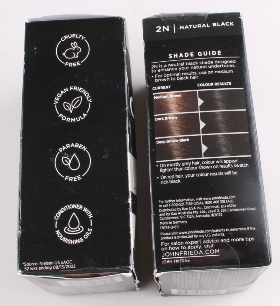 2 John Frieda Precision Foam Colour Luminous Black 2N Natural Black New Box READ