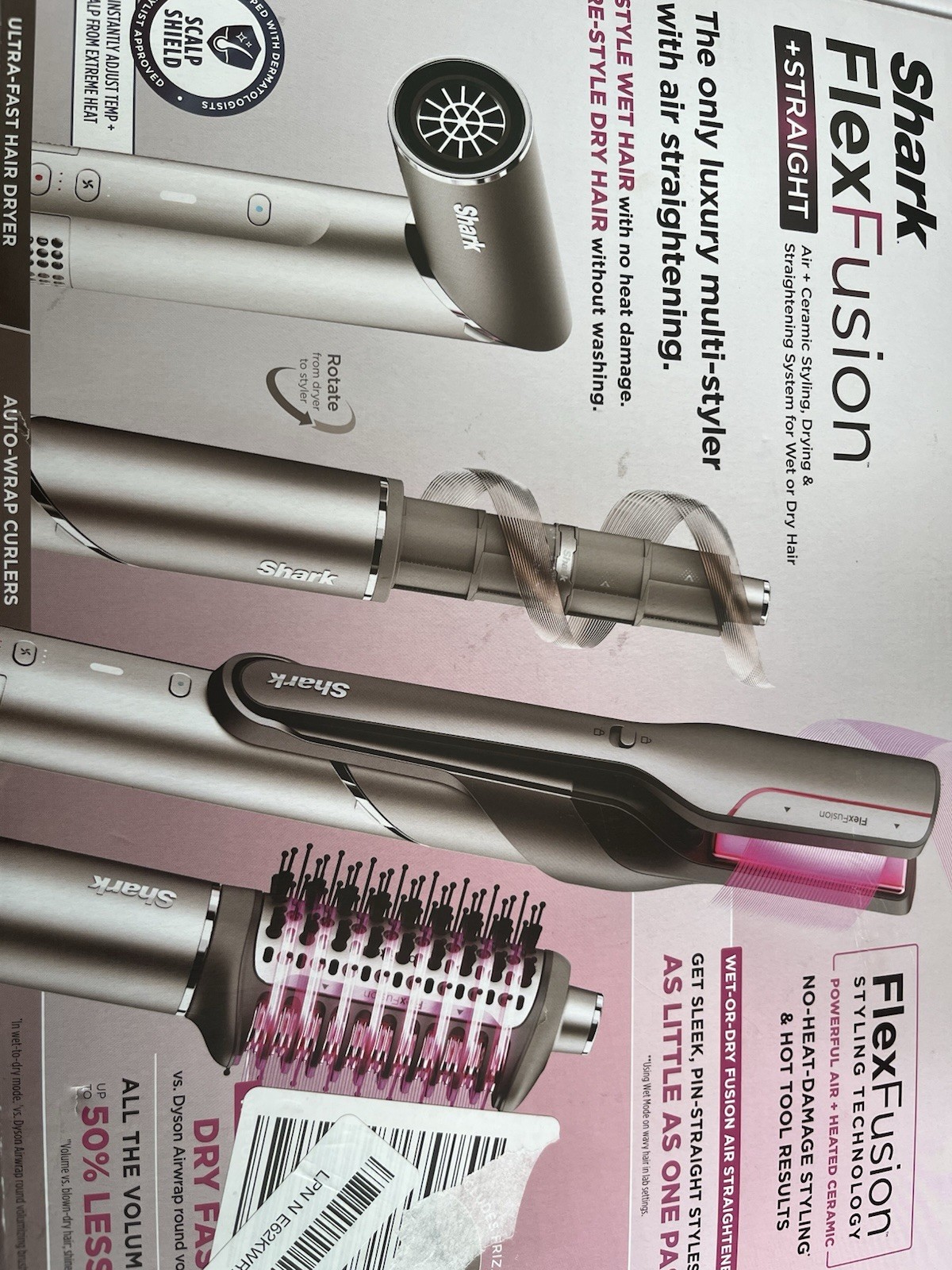 Shark FlexFusion Multi Styler Wet-to-Dry Auto-Wrap 1.25in Gray/Pink
