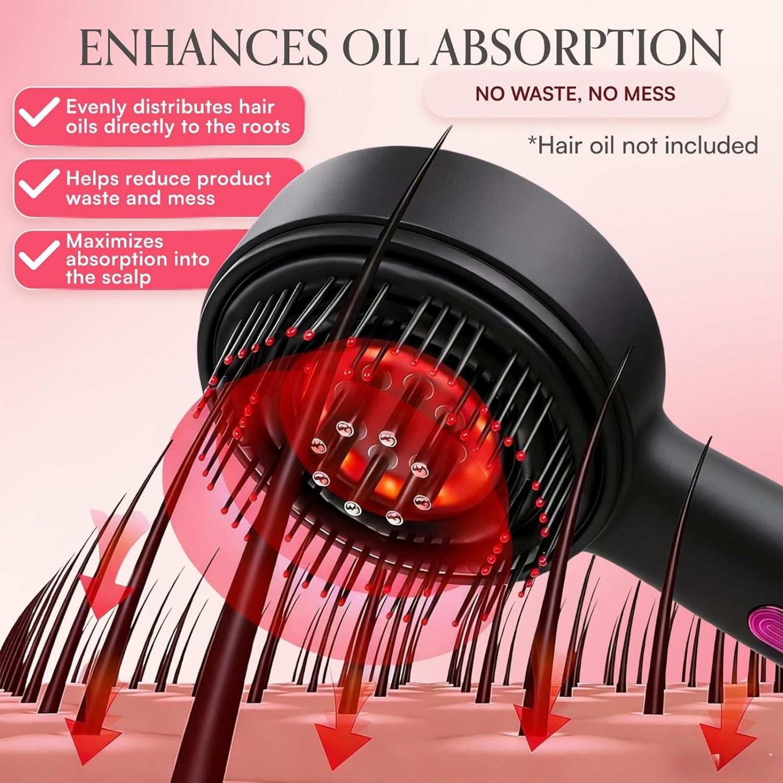 3-in-1 Electric Scalp Massager & Hair Oil Applicator Waterproof Brush