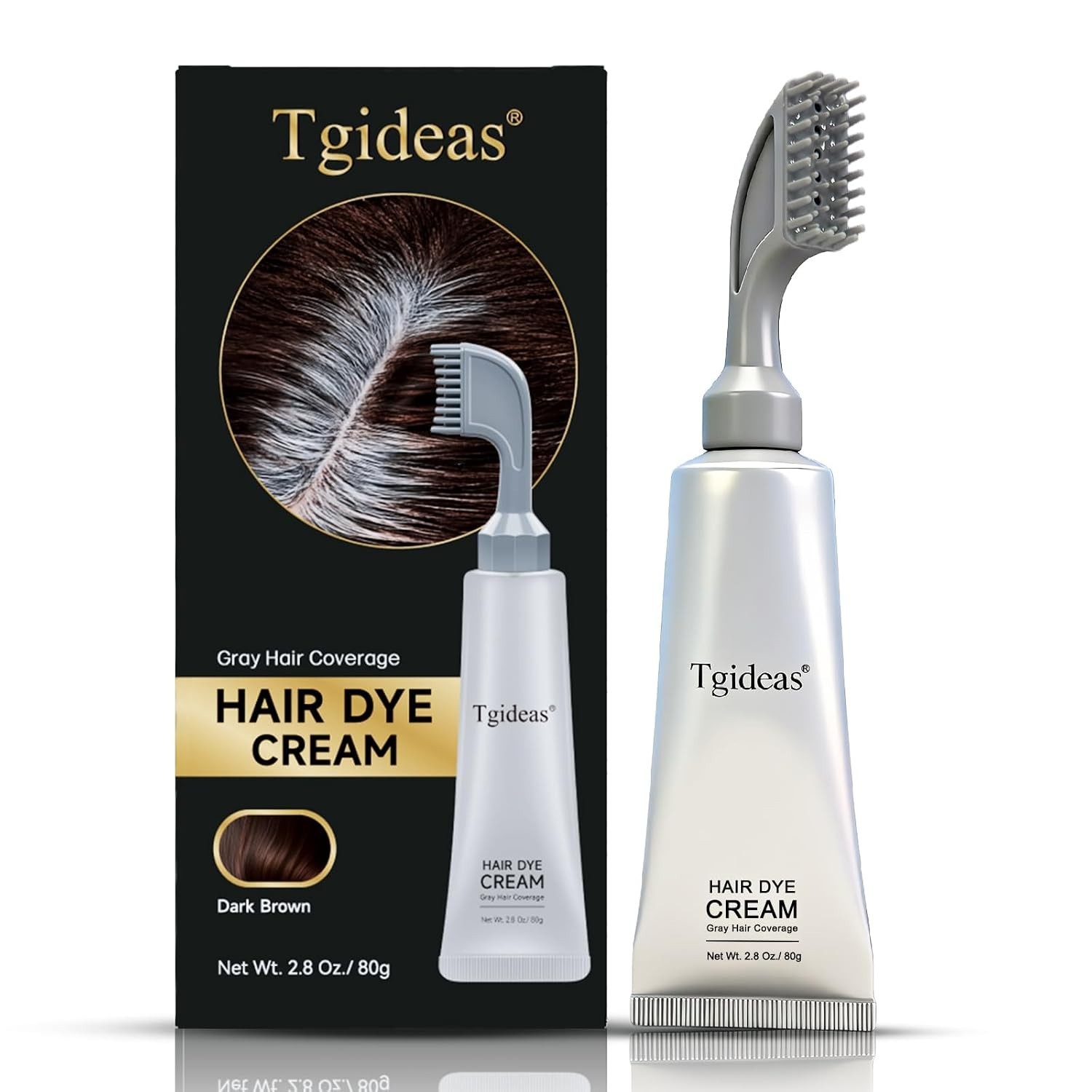 Tgideas Hair Dye Cream Comb with Natural Plant Extract, Root Touch Up Hair Co…