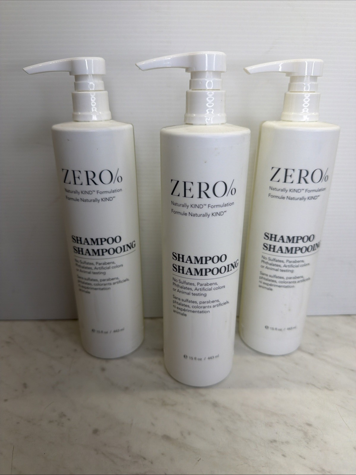 3x Zero% Shampoo 15oz Each By Gilchrist & Soames FREE SHIPPING