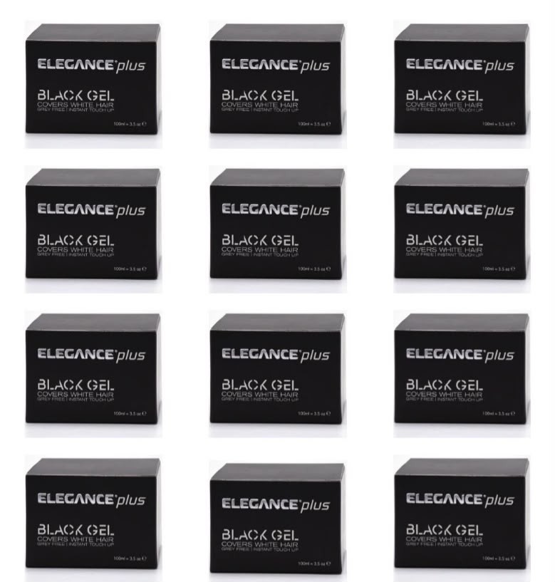 Elegance Plus Black Gel 100ml Cover Grey White Hair Instant Touch Up 12 Pack
