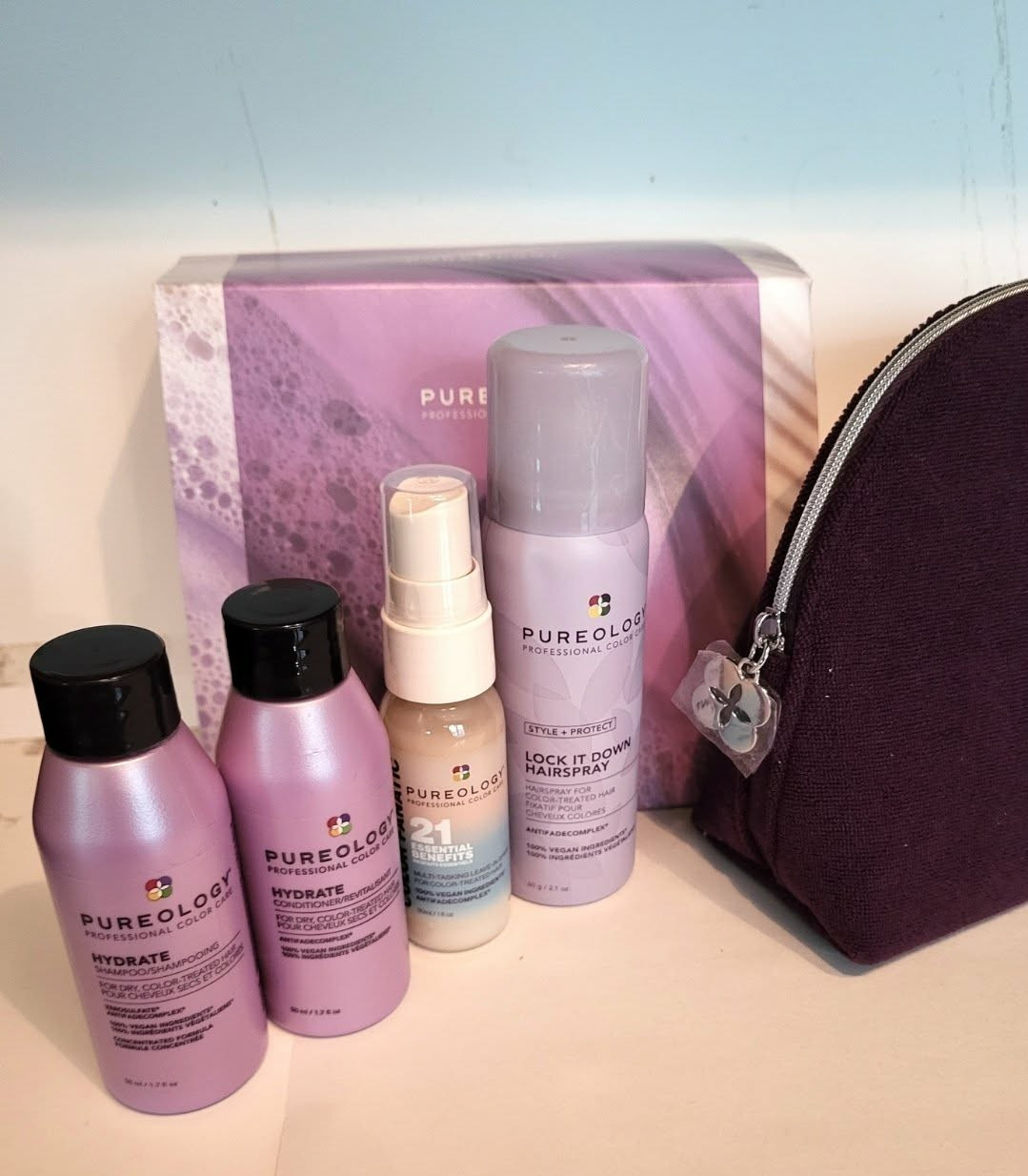 Pureology HYDRATE Shampoo and Conditioner 4- Piece Travel Size Gift Kit Bag 2026