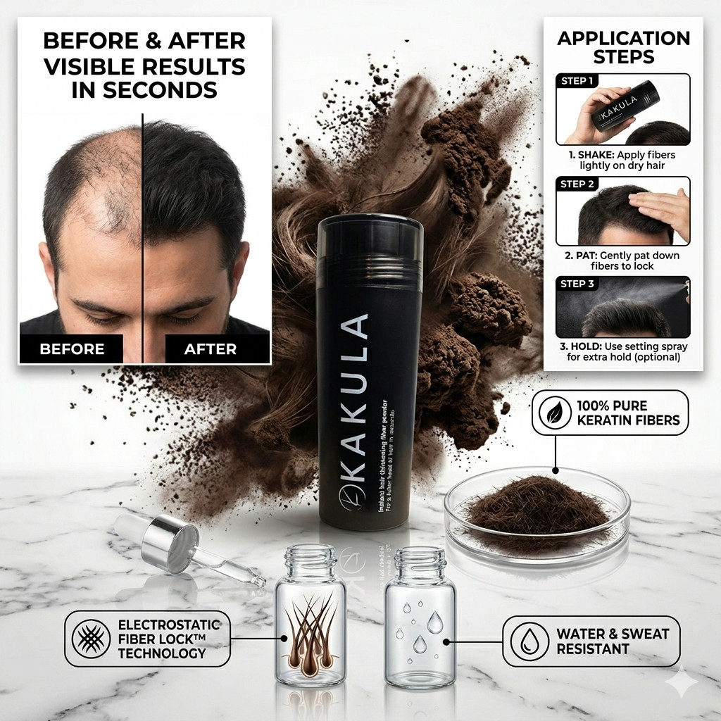 Kakula Keratin Hair Fiber Fiber 27.5g Black Dark Brown Medium Brown Light Brown