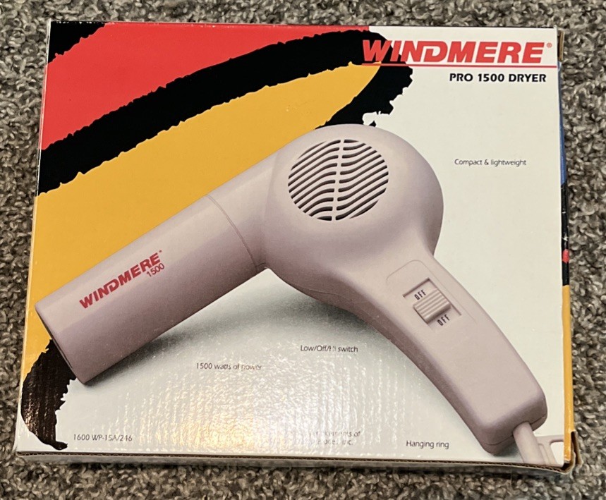 Vintage Windmere Pro 1500 Hair Dryer 1500W w/ Box Tested Working