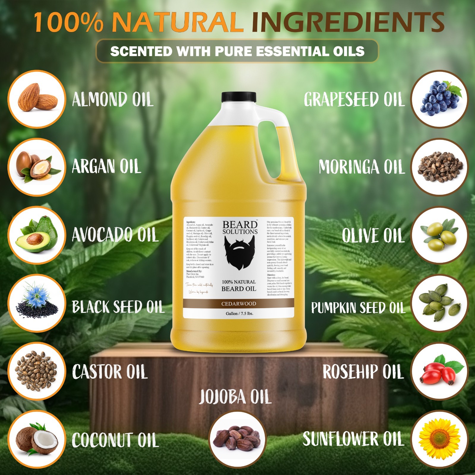 Scented Beard Oil Gallon 7.5 lbs. Bulk 100% Natural Men’s Hair Growth Serum