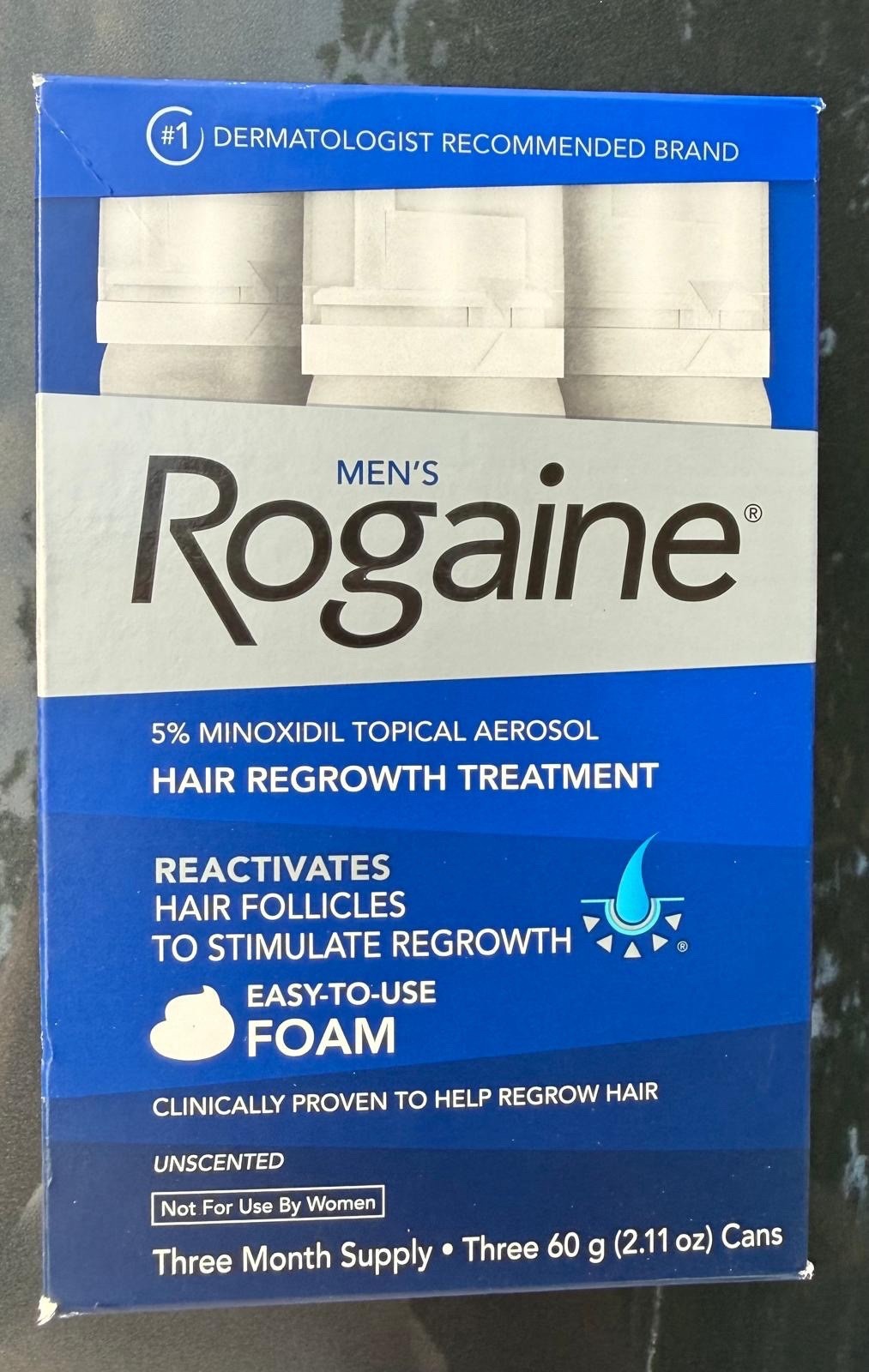 Rogaine Men’s 5% Minoxidil Foam Hair Regrowth Treatment Unscented 3 Cans 2.11 oz