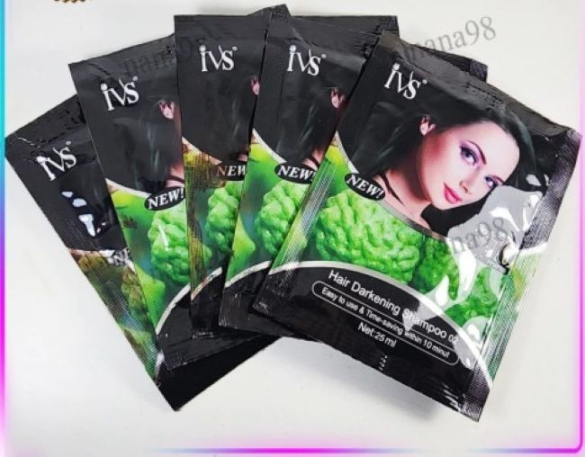 IVS Black Hair Dye Shampoo (5 sachets, $15 USD) – Kaffir Lime Formula