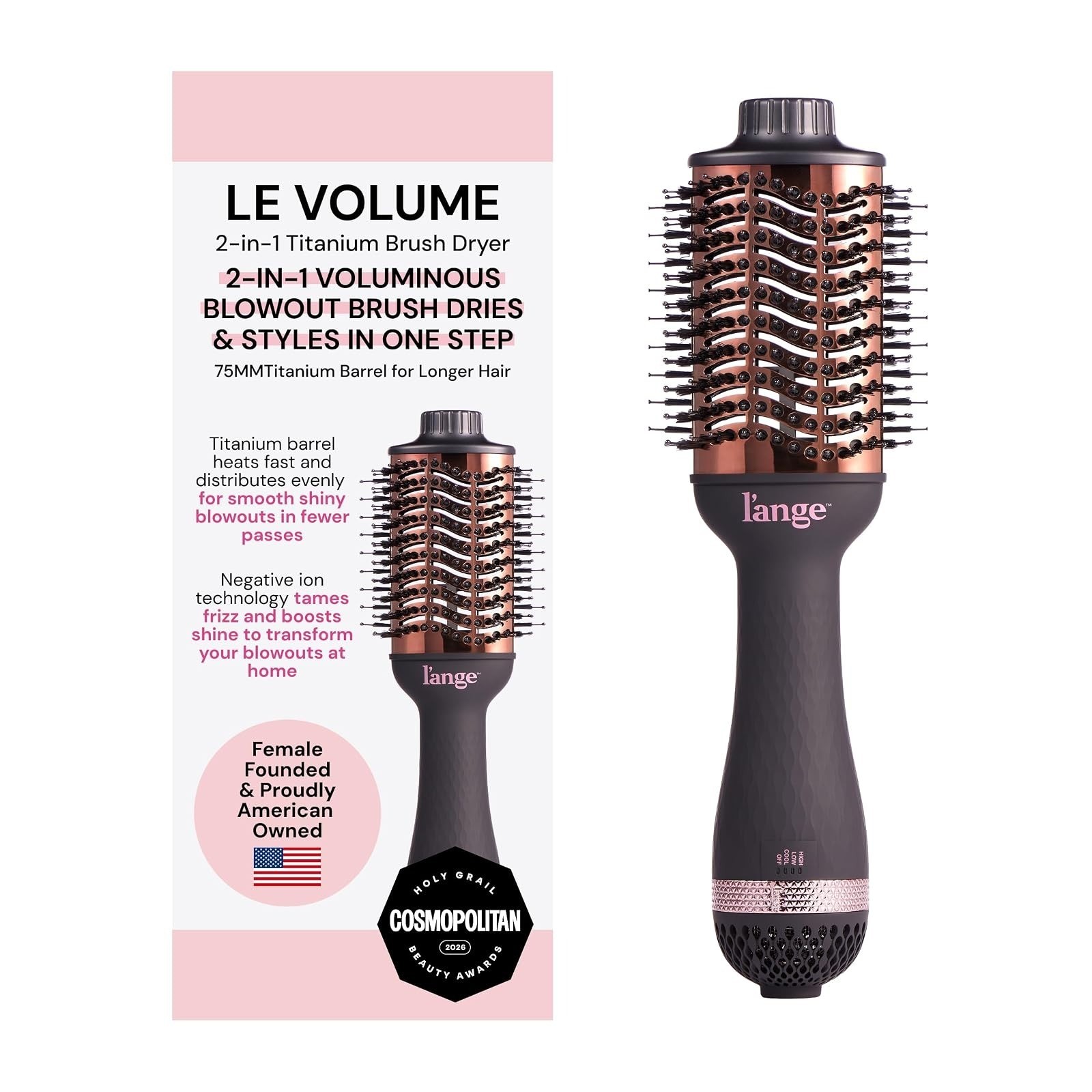 L’ANGE HAIR Le Volume 2-in-1 Titanium Blow Dryer Brush