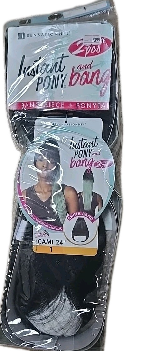 Sensationnel Instant Ponytail & China Bang – 2 PCS CAMI 24″ # 1 BLACK