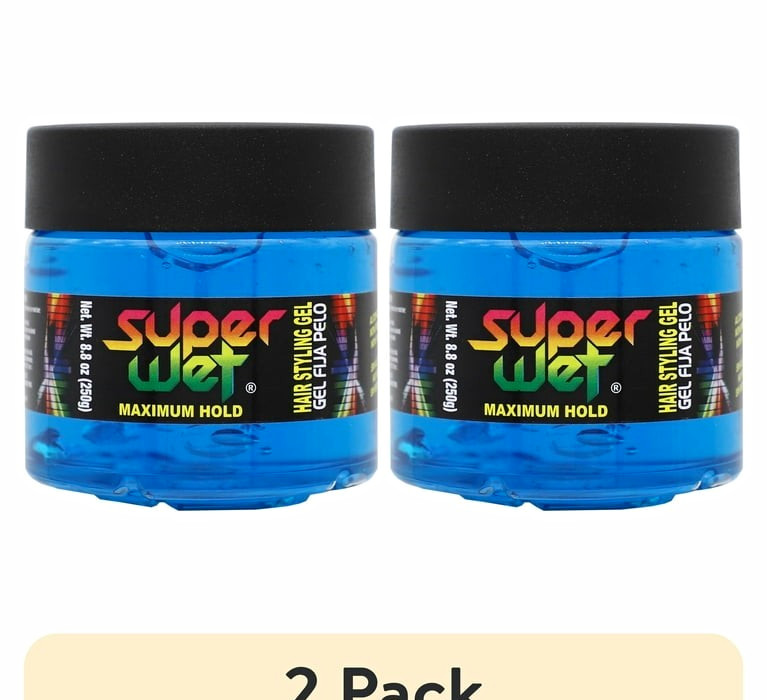 Super Wet Maximum Hold Hair Styling Gel Mold And Sculpt Hair!!! Blue 8.8 oz 2pk