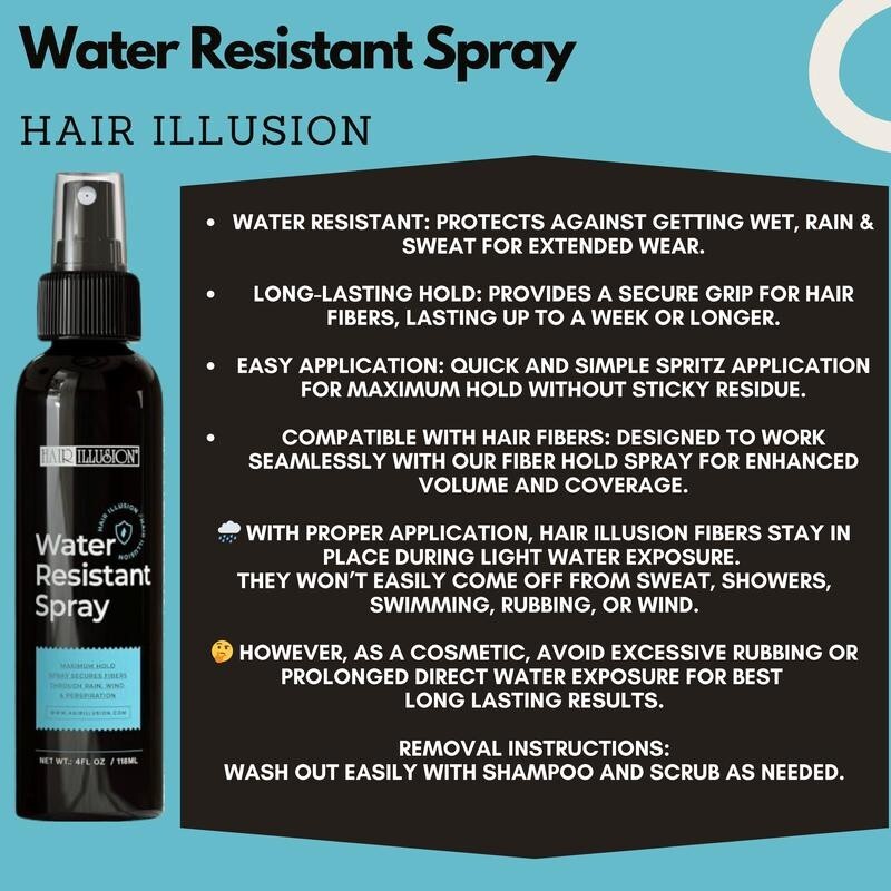 Hair Illusion 100% Real Hair Fibers Combo: Fibers, Hold & Water Spray, & App.