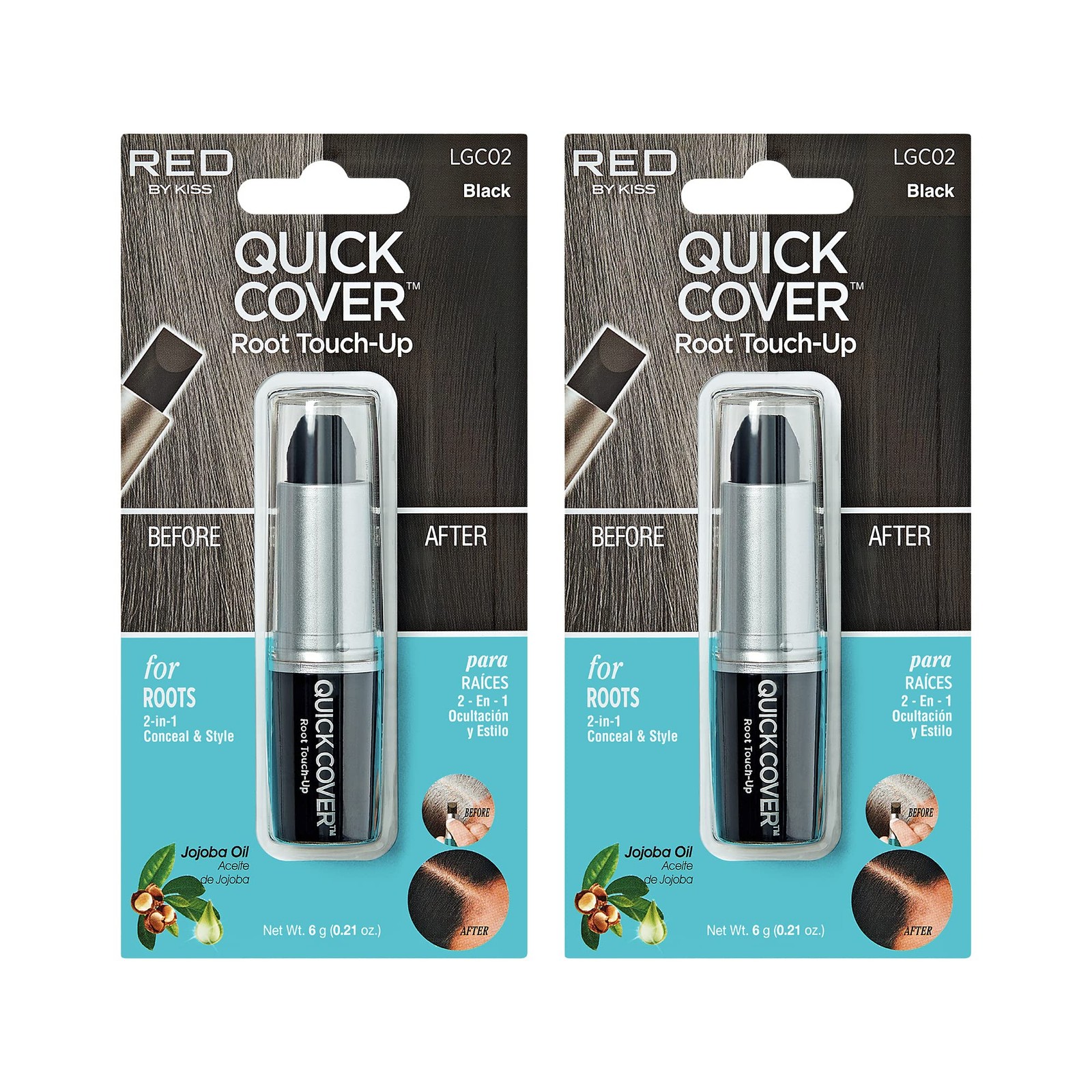 Red By Kiss Temporary Hair Root Touch Up Stick Black Pack Of 2 Hair Coloring