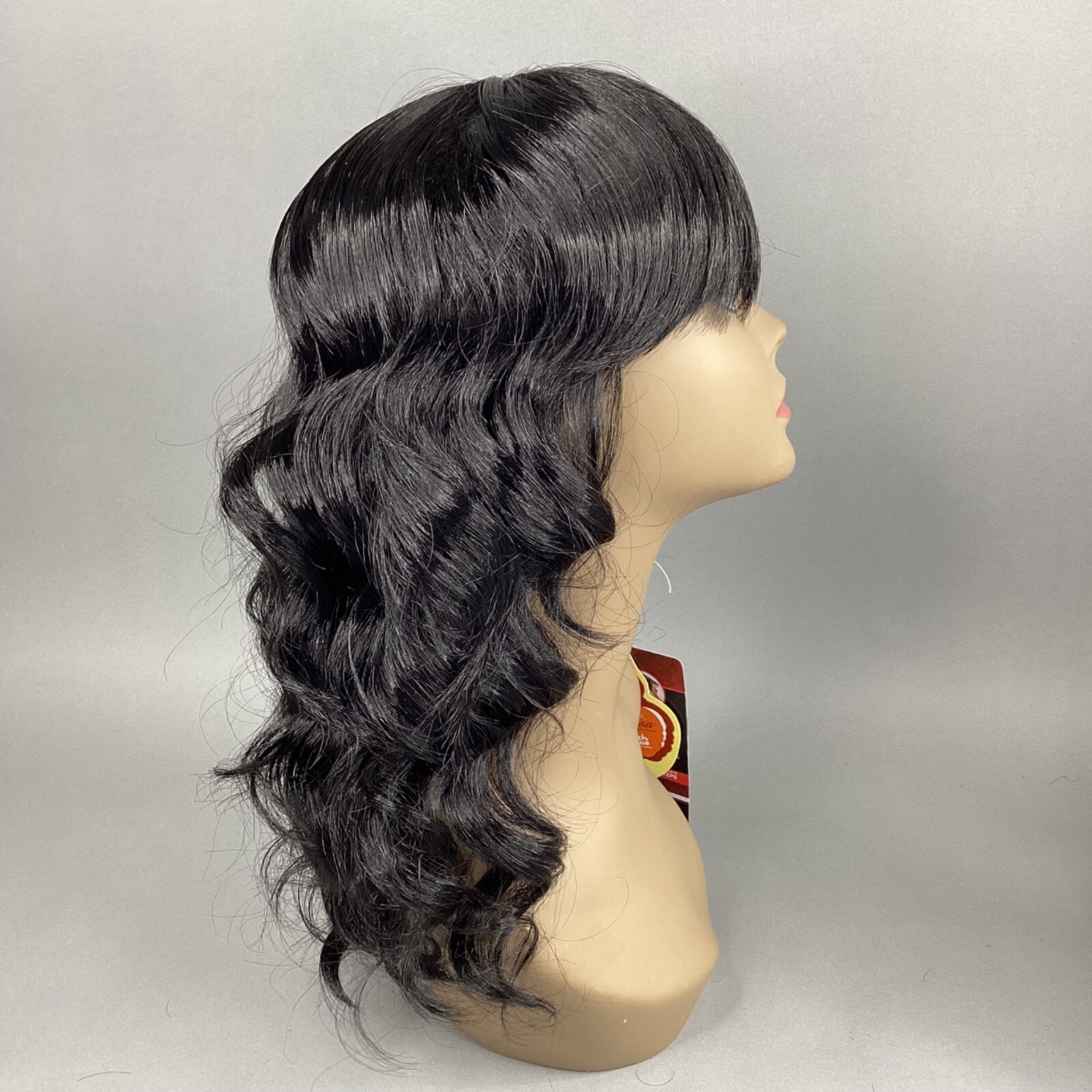 Gamby #1 Jet Black Wig Loose Wave China Bang Classic Cap Synthetic