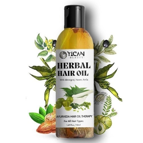 (1 pack) Yican Natural Bhringraj Herbal Hair Oil Pure Ayurvedic Herbs USA – 50ml