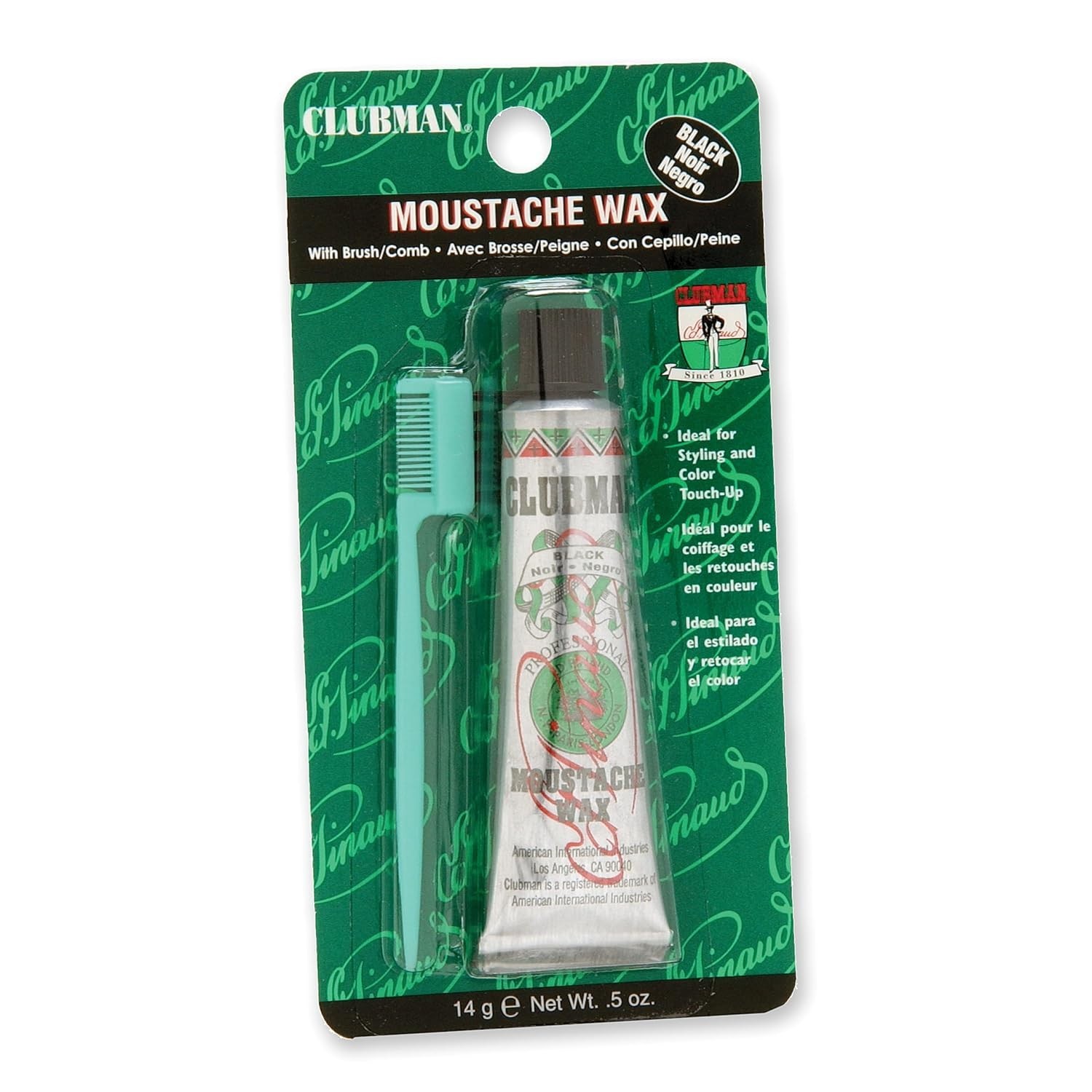 Men’s Mustache Wax – 0.5 oz Black Strong Hold with Moisturizing Brush Included
