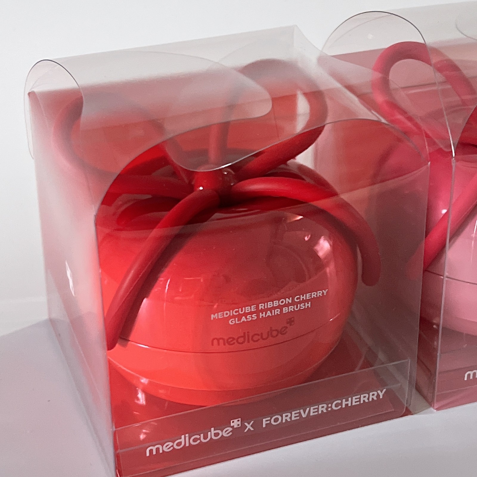 Set of 2 medicube x FOREVER CHERRY Ribbon Cherry Hair Brush RED & PINK