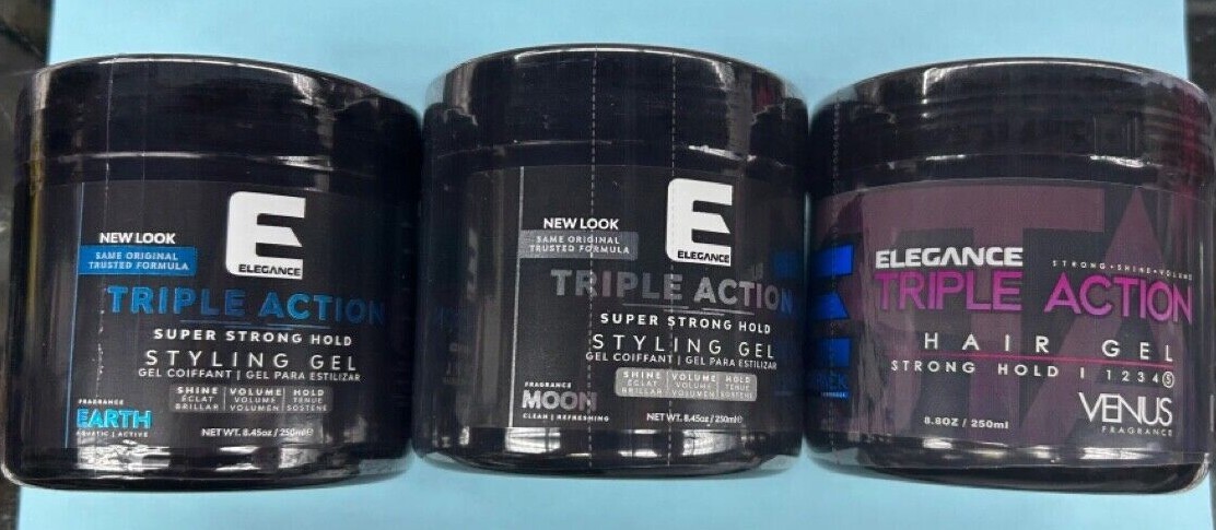 ELEGANCE SUPER STRONG HOLD STYLING GEL 8OZ/250ML VENUS, MOON, EARth, VITAMIN