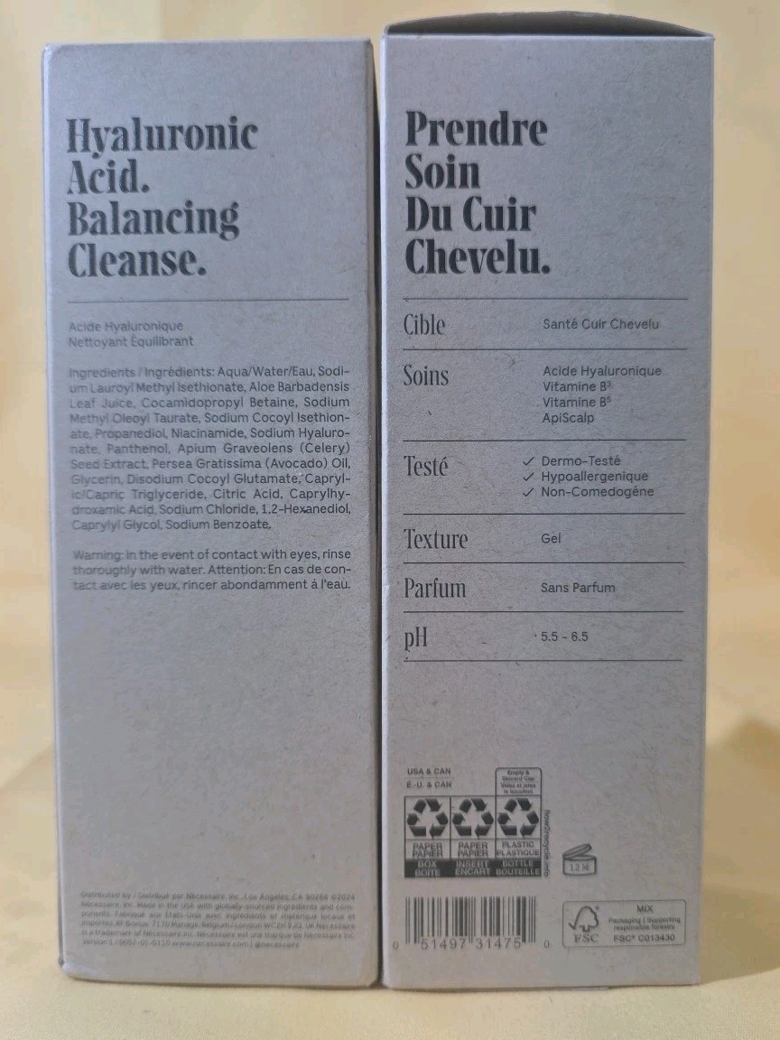 2 pack Nécessaire The Shampoo Fragrance Free 250ml/8.4 fl oz Standard Size