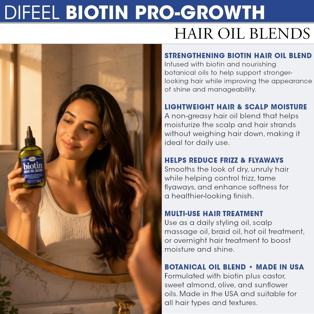 Transform Your Tresses: Botanical Biotin Hair Oil 7.1 oz for Healthy Growth