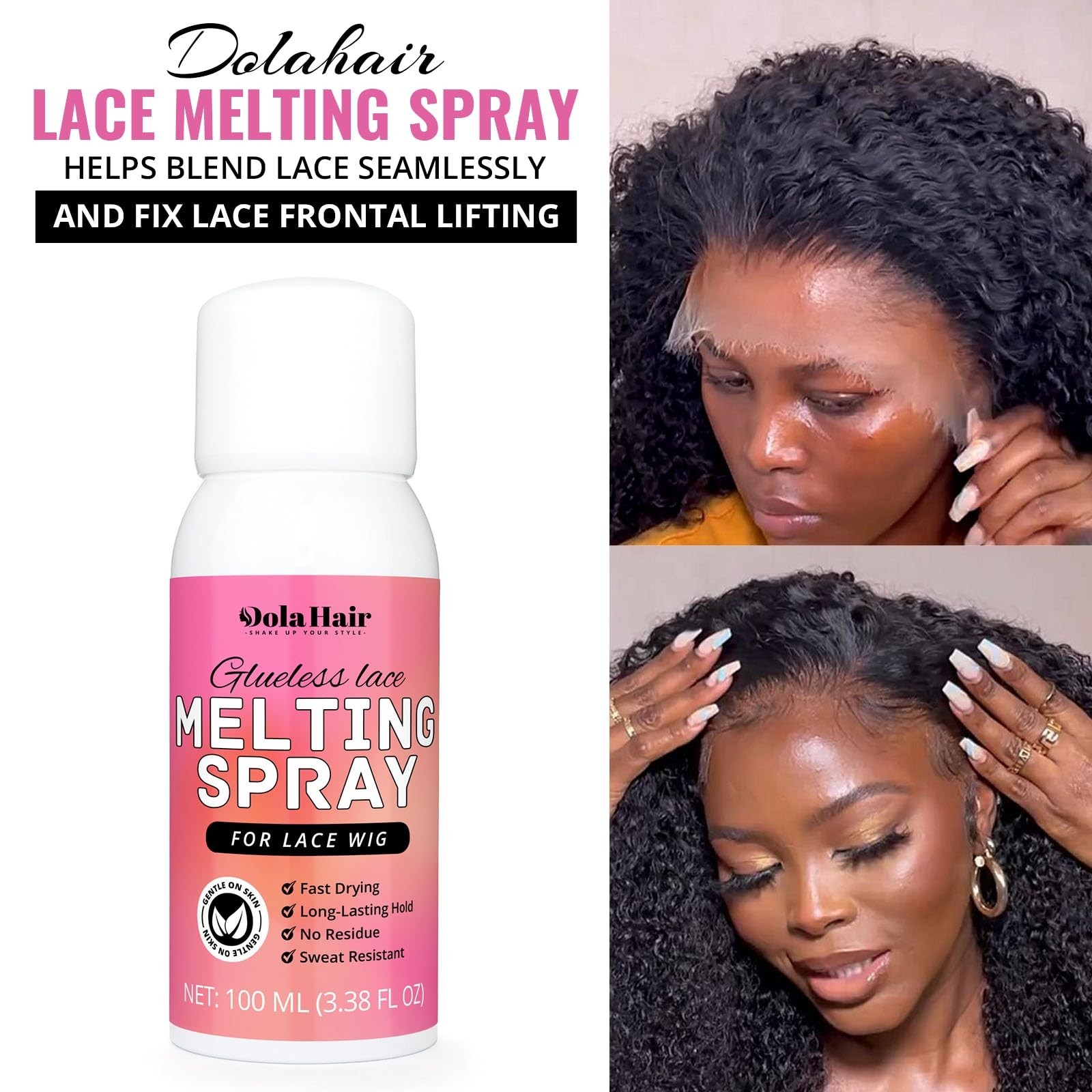 Lace Glue Kit for Wig Installation & Melting Spray – Dark Brown Hair Adhesive