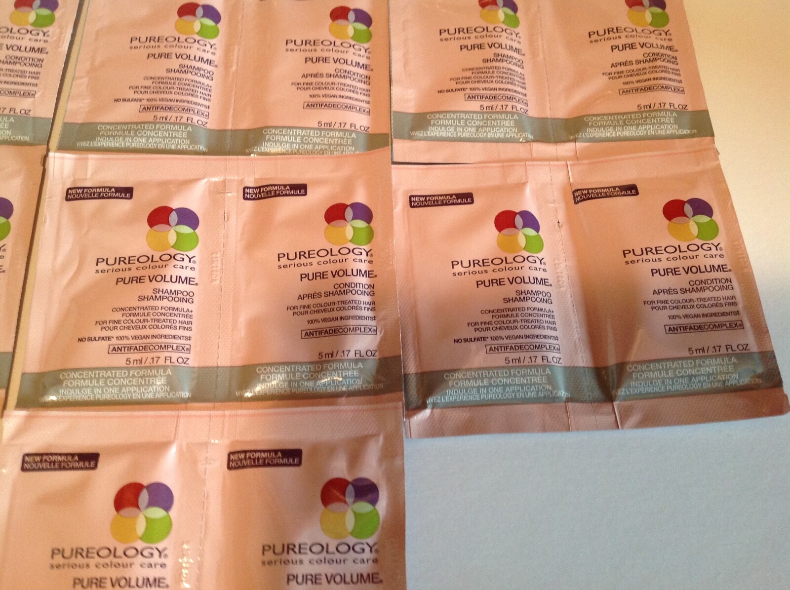 Pureology Antifade Pure volume Shampoo & Conditioner .17 oz 18 Samples Of Each
