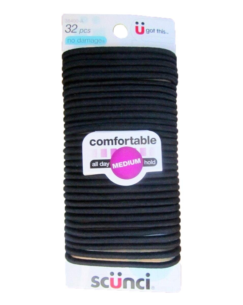 Black – 32 Count Comfortable Elastics for all day Medium Hold