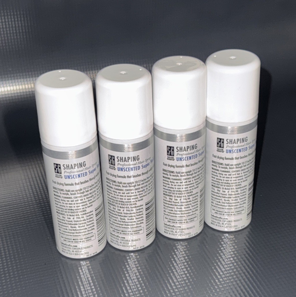 4X Salon Grafix Professional Shaping Hair Hairspray Super Hold Unscented 1.5 Oz