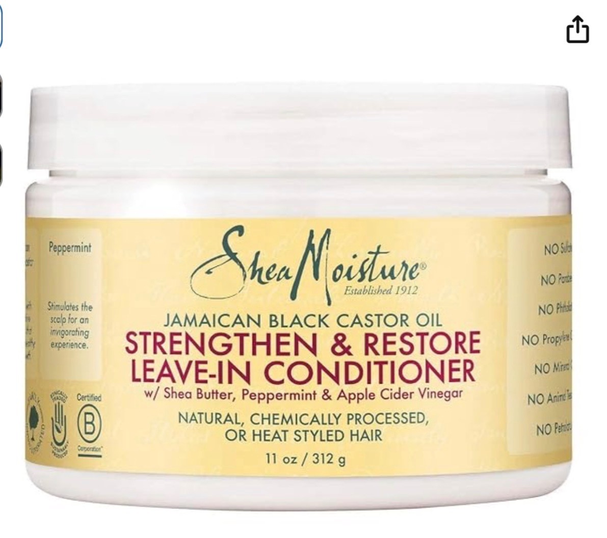 SheaMoisture Jamaican Black Castor Oil Leave In Conditioner for Damaged Hair