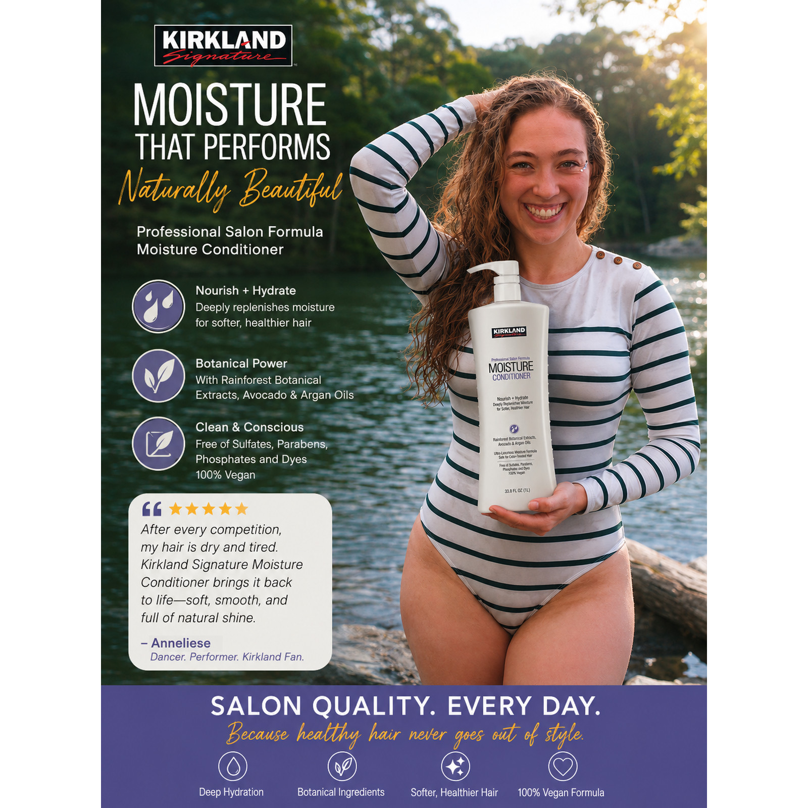 Kirkland Signature Moisture Conditioner 33.8 oz Vegan Salon Formula Argan Oil