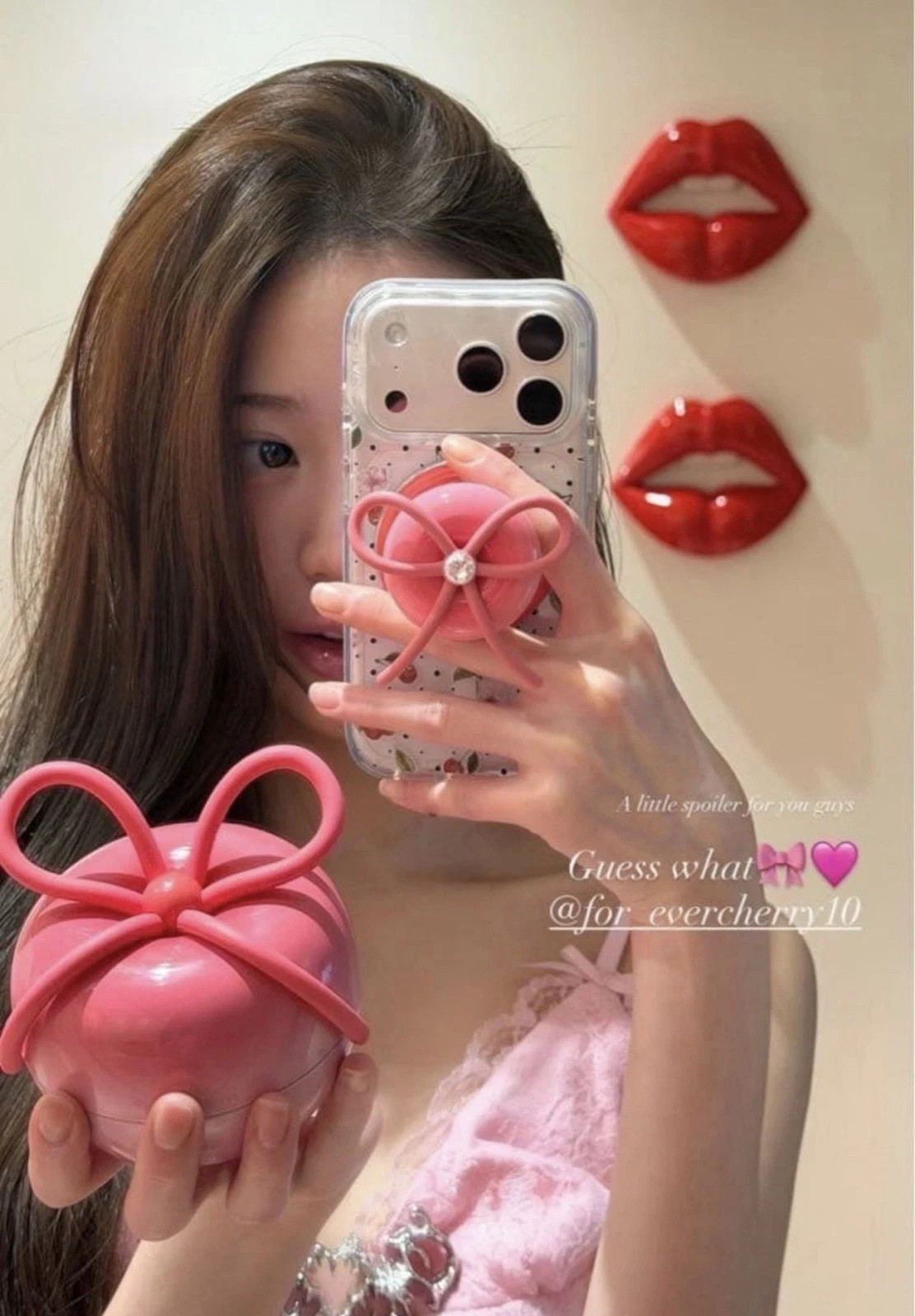 medicube x FOREVER:CHERRY Hairbrush Ribbon Cherry Red New