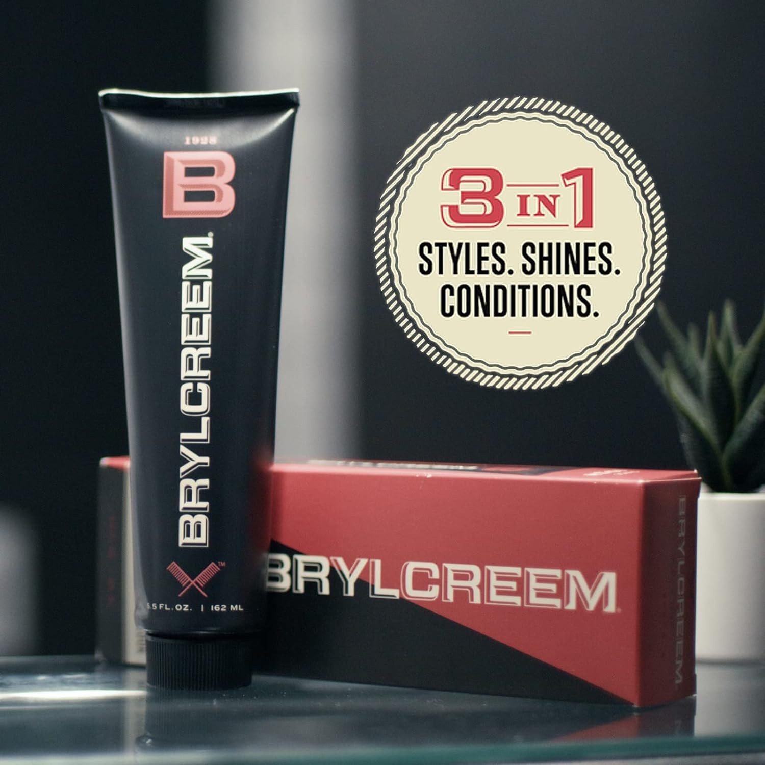 Brylcreem 3 in 1 High Shine Hair Cream 5.5 oz Mens Light Hold Grooming Lotion